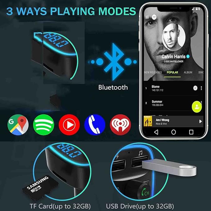 Transmitator Muzical FM Auto M1 USBx2 Negru