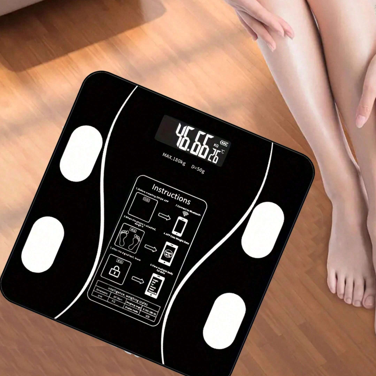 Cantar Bluetooth cu analiza corporala, display LED, sticla