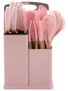 Set bucatarie de 19 ustensile de din silicon ALB