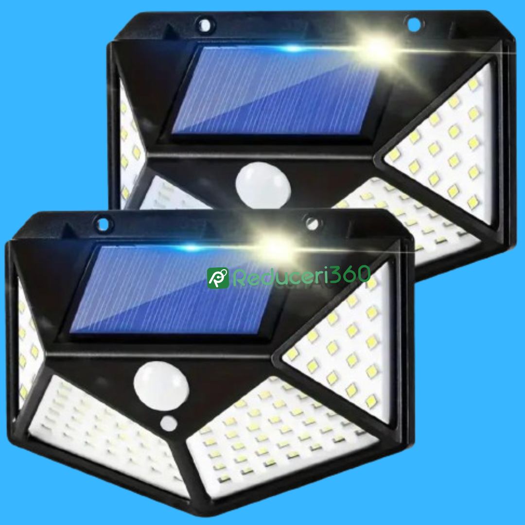 Set 2 x Lampa solara 100 Led cu senzor de miscare