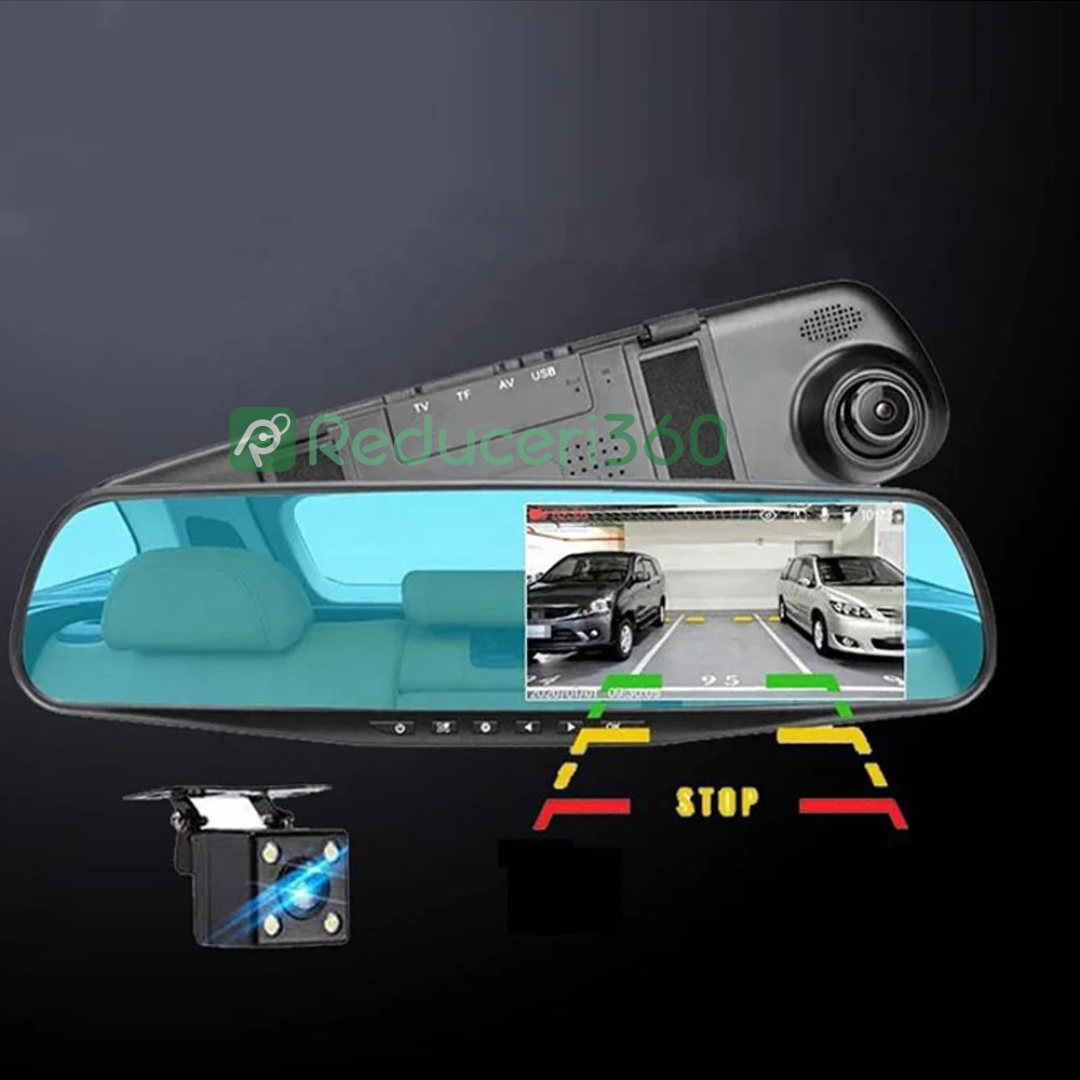 Oglinda monitor dual camera 4.3 inch pentru parcare