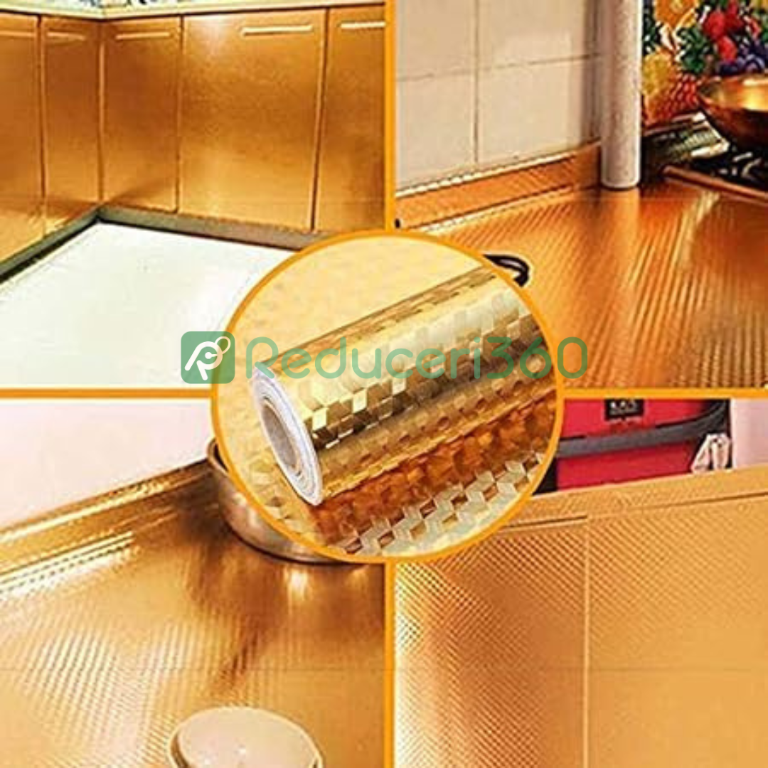 Folie autoadeziva aurie pentru bucatarie, 60 x 300 cm