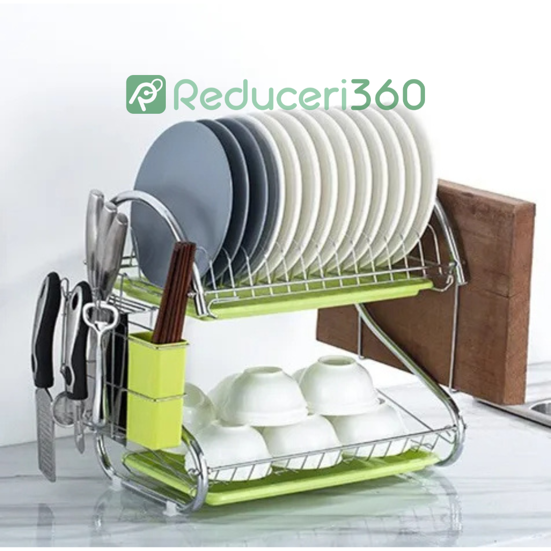 Suport Uscator Bucatarie pentru Vase, Tacamuri, Pahare