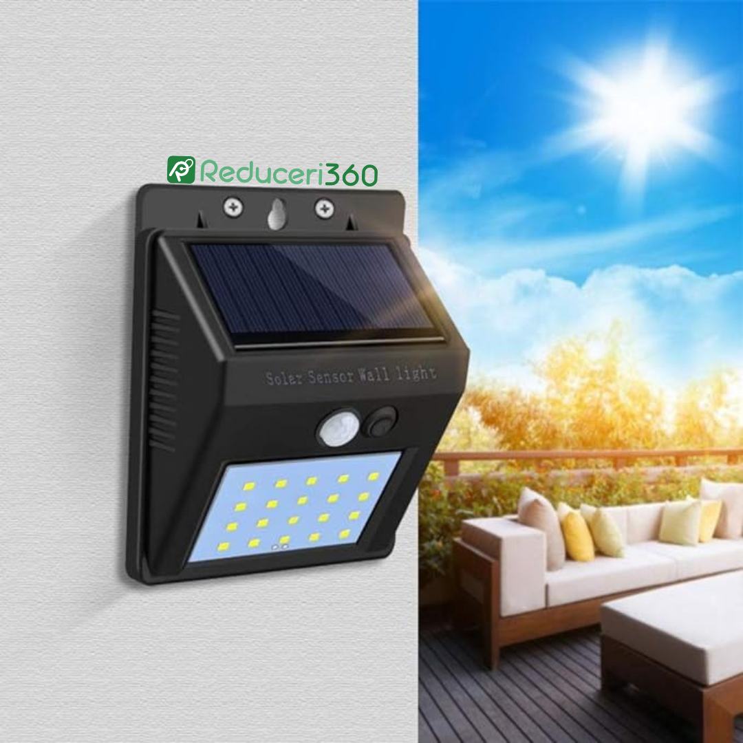 Lampa LED cu incarcare solara si senzor de miscare