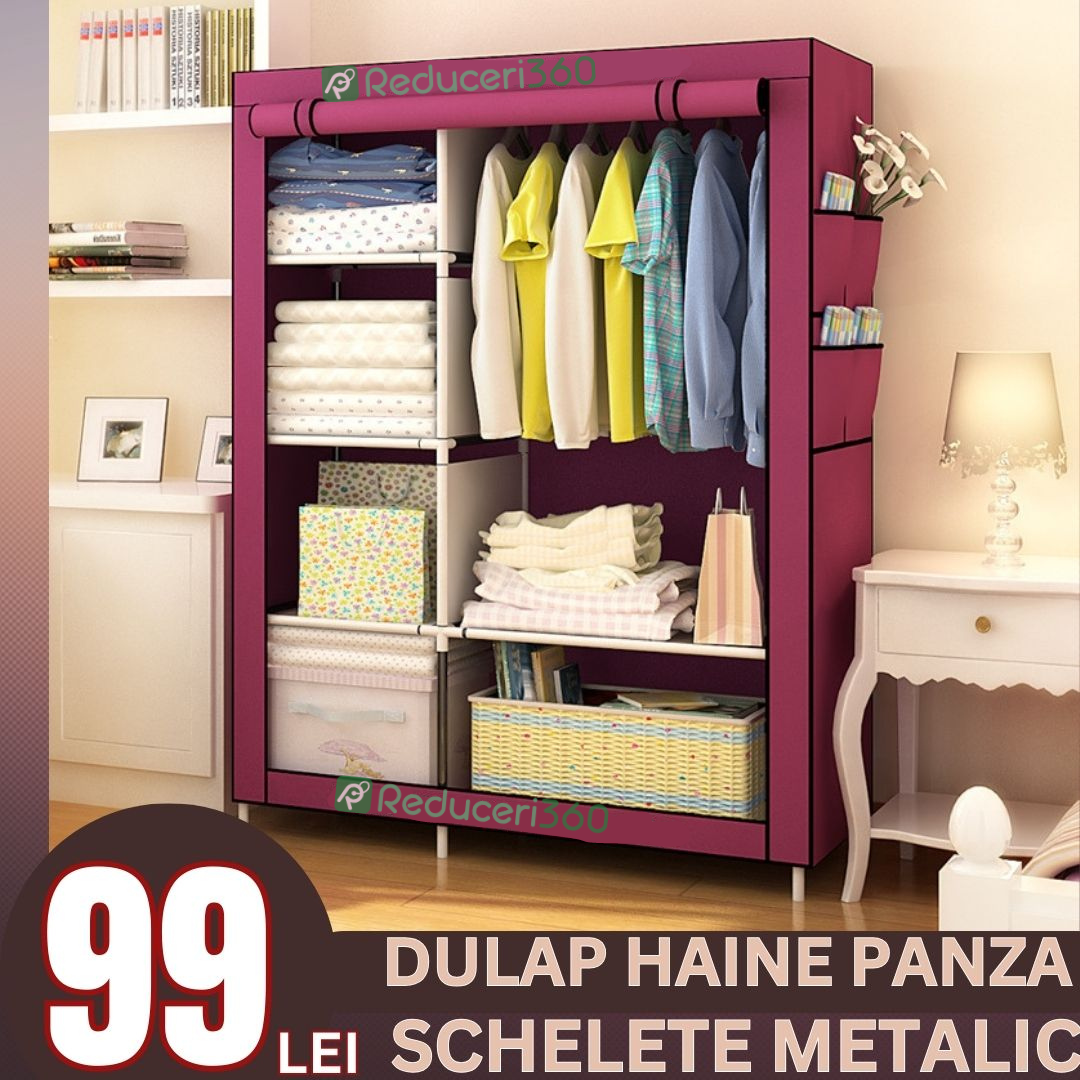 Lichidare de stoc. Dulap textil pentru haine, inchidere prin fermoar 105 x 45 x 175 cm