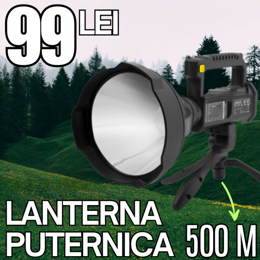 Lanterna de mana 25000 W, trepied, 4 moduri iluminare, Lumina 500 ,M