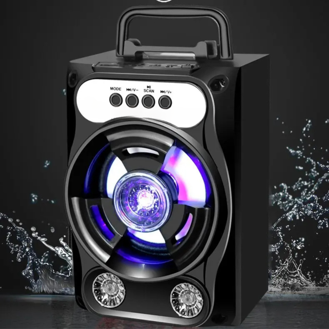 Boxa portabila bluetooth, disco, cu lumini, USB, card si radio