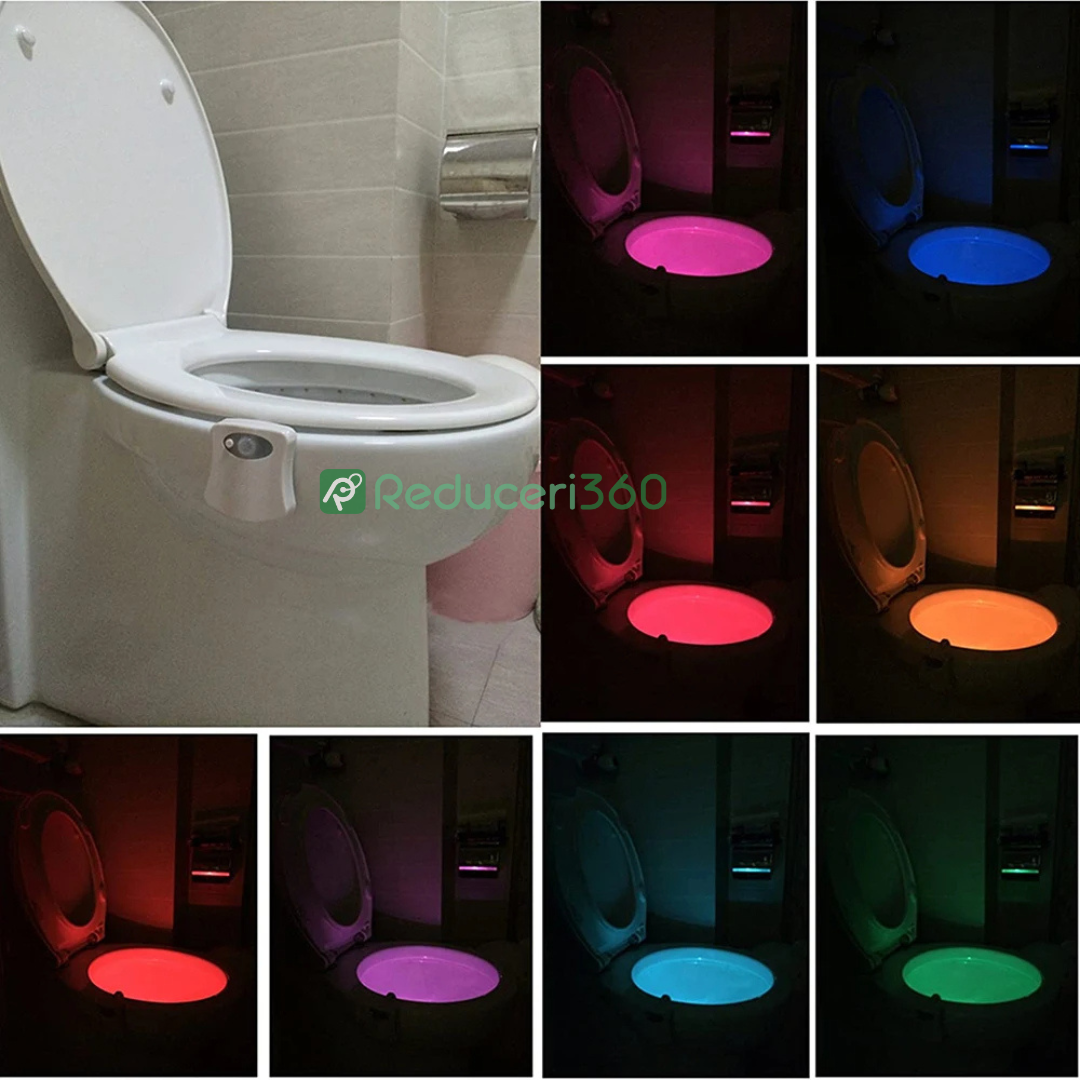Lampa de veghe pentru toaleta cu LED, senzor de miscare si lumina, 8 culori diferite