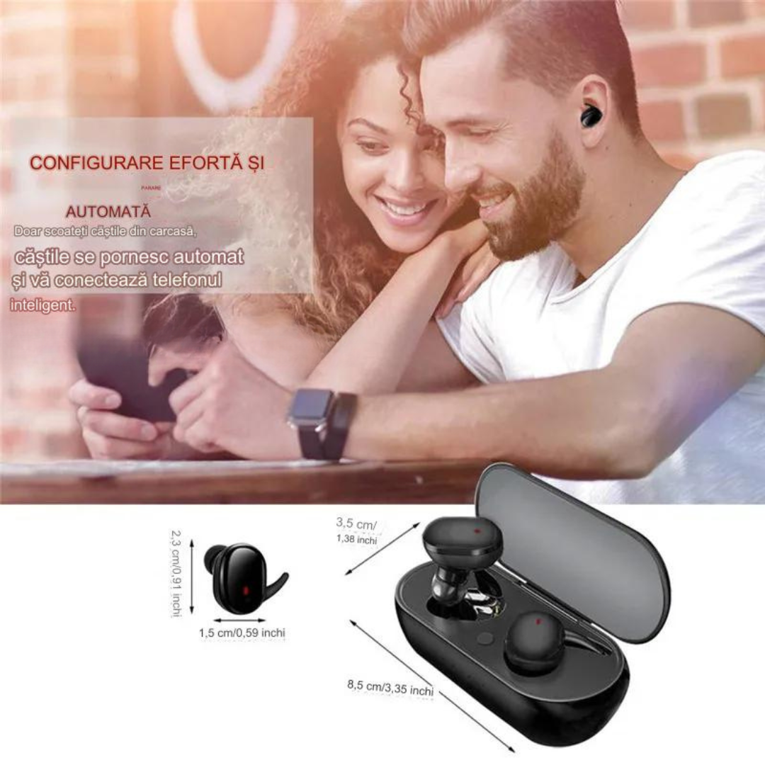 Casti Wireless Bluetooth 5.0 calitate inalta a sunetului, Stereo