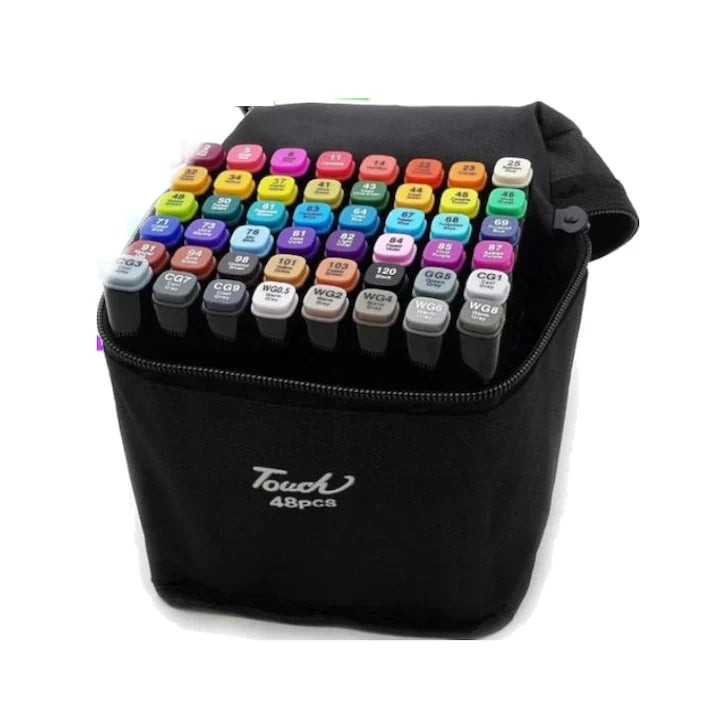 Set Markere Touch Marky Cu Doua Varfuri 48 Bucati, Culoare Neagra