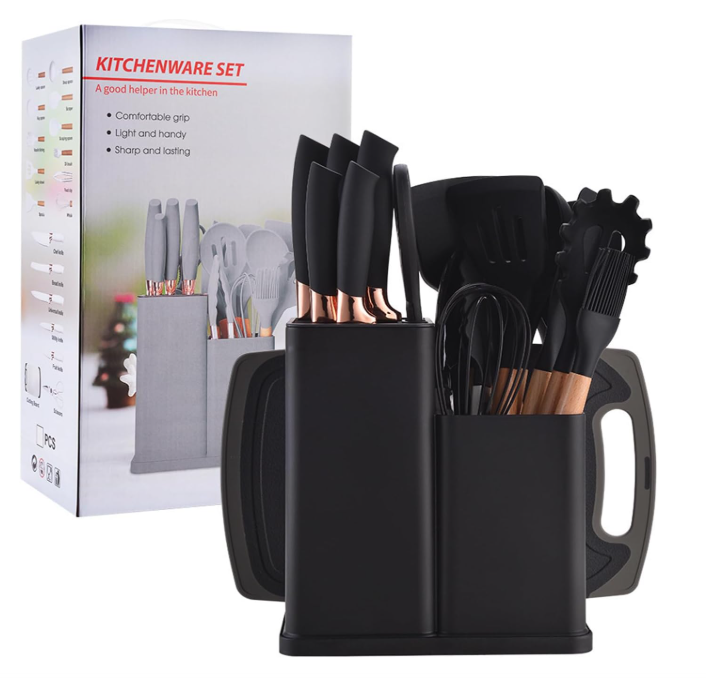 Set bucatarie de 19 ustensile de din silicon ALB