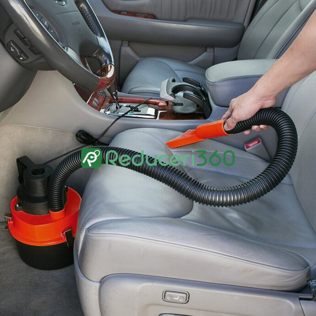 Aspirator auto 2 in 1 160W turbo, 12 V, functie umflare, umed, uscat, portocaliu