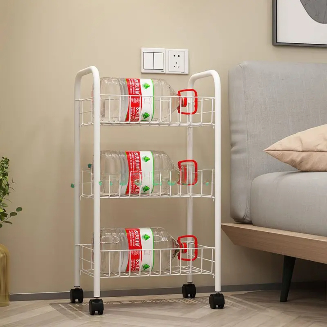 Etajera din metal cu roti si 3 rafturi, 34x26x70 cm